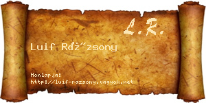 Luif Rázsony névjegykártya